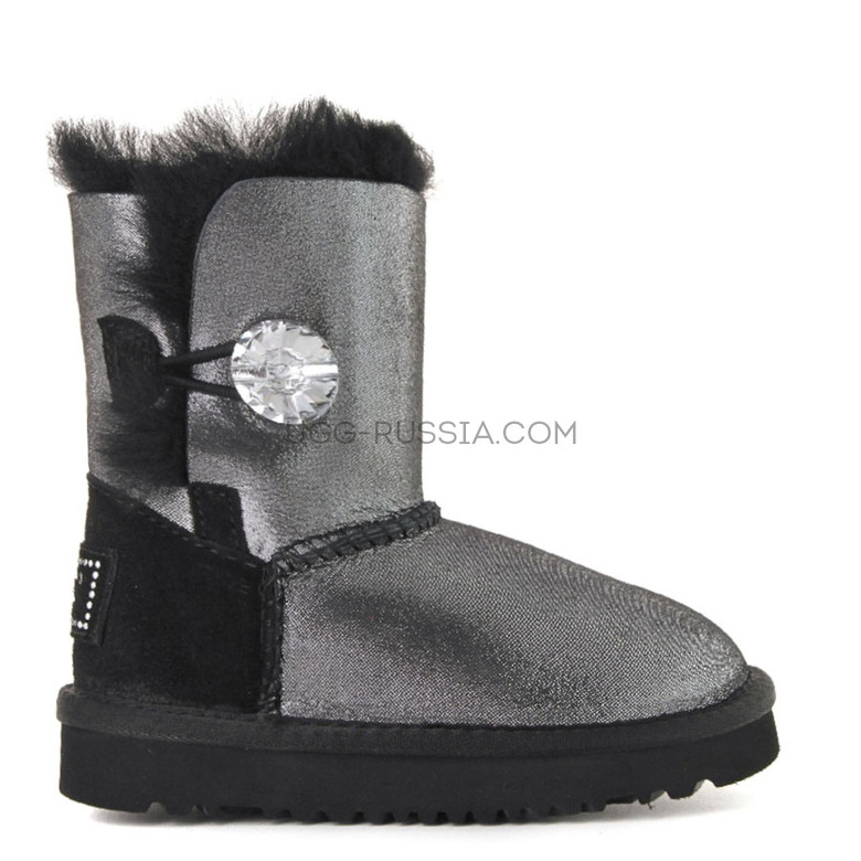 UGG KIDS Bailey Button Bling Glitter Black