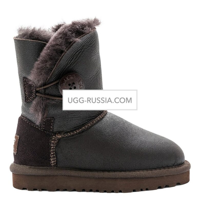 UGG KIDS Bailey Button Metallic Chocolate 