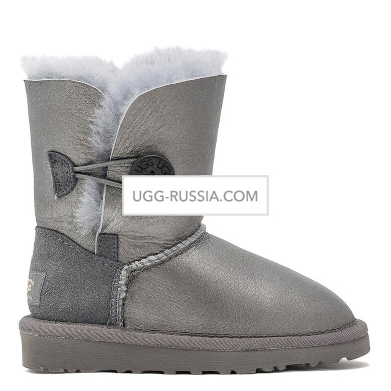UGG KIDS Bailey Button Metallic Grey