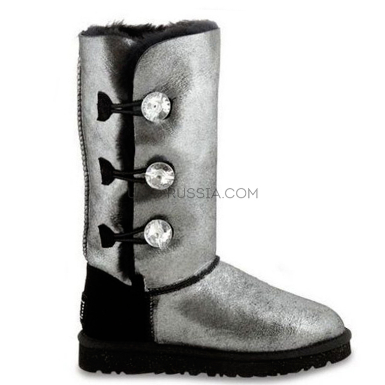 UGG Bailey Button Triplet Bling Glitter Black