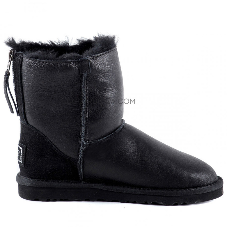 UGG Classic Short Zip Black  Metallic