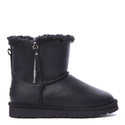 Mens Classic Mini Double Zip Metallic Black