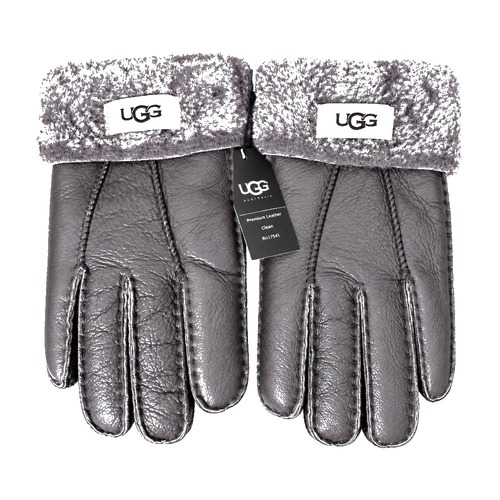 Перчатки UGG кожаные Grey Fur