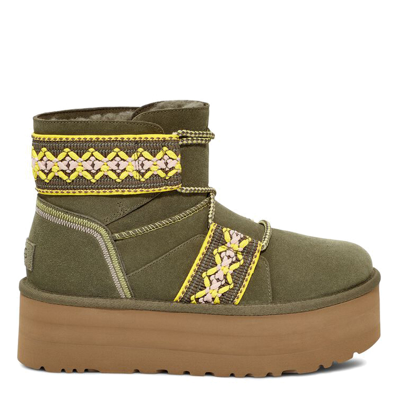 UGG Classic Mini II Braid Platform Olive