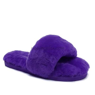 Меховые домашние тапочки Fur Slides Фиолетовые
