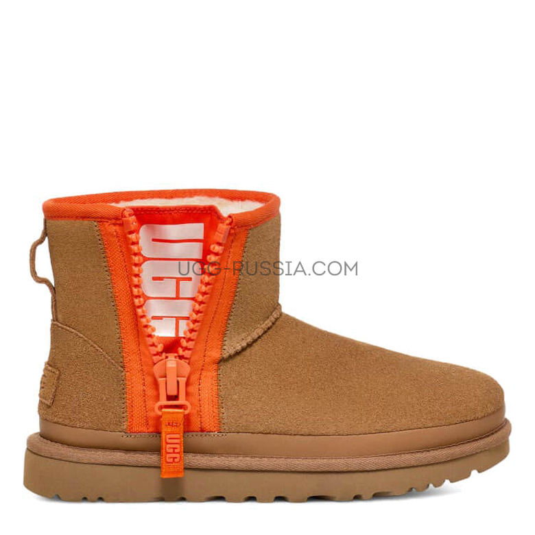 UGG Mini Zipper Tape Logo Chestnut