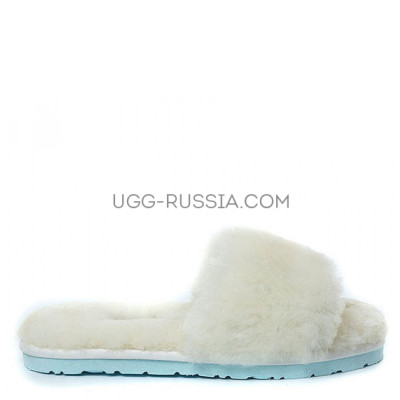 Fluff Slide Slippers White