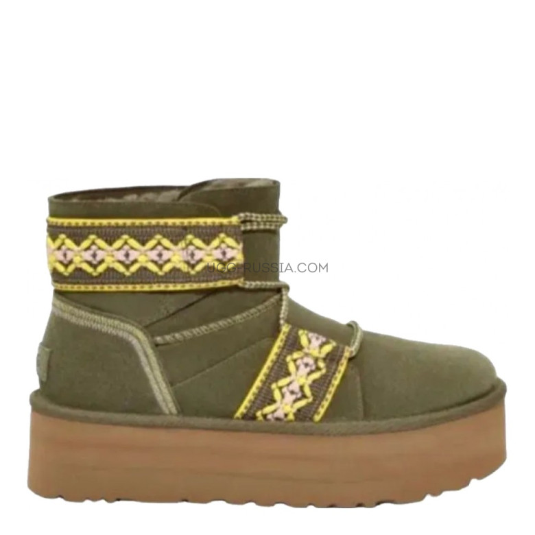 UGG Classic Mini Braid Platform Khaki