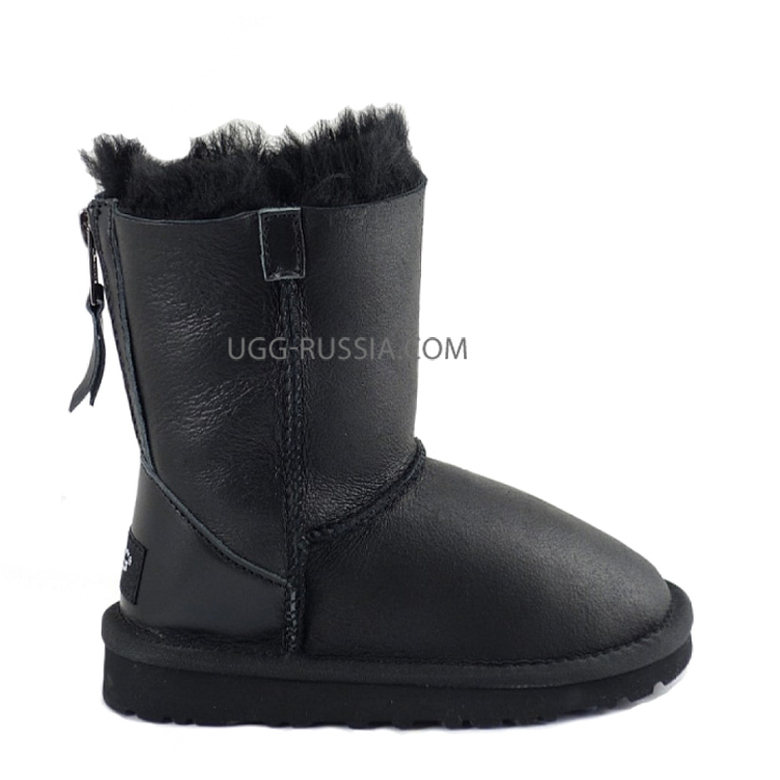 UGG KIDS Classic ZIP Leather Black