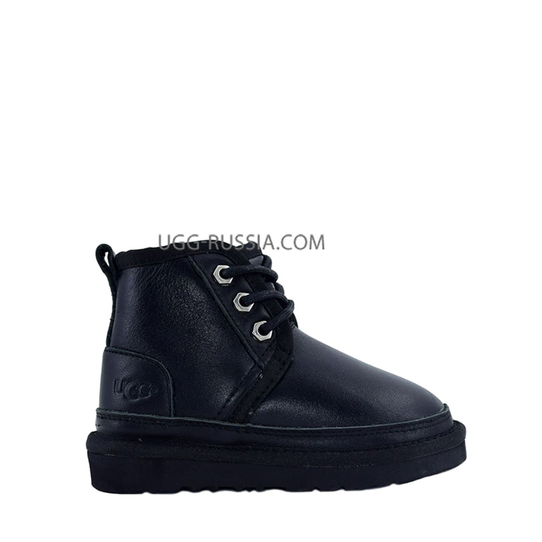 UGG Kids Classic Neumel II Zip Leather Black