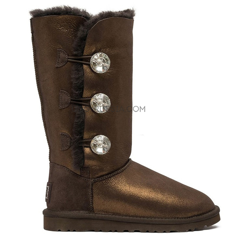 UGG Bailey Button Triplet Bling Glitter Chocolate