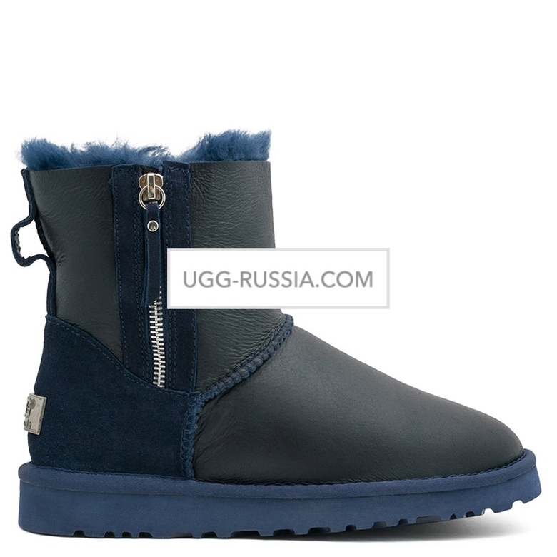 UGG Classic Mini Double ZIP Metallic Navy
