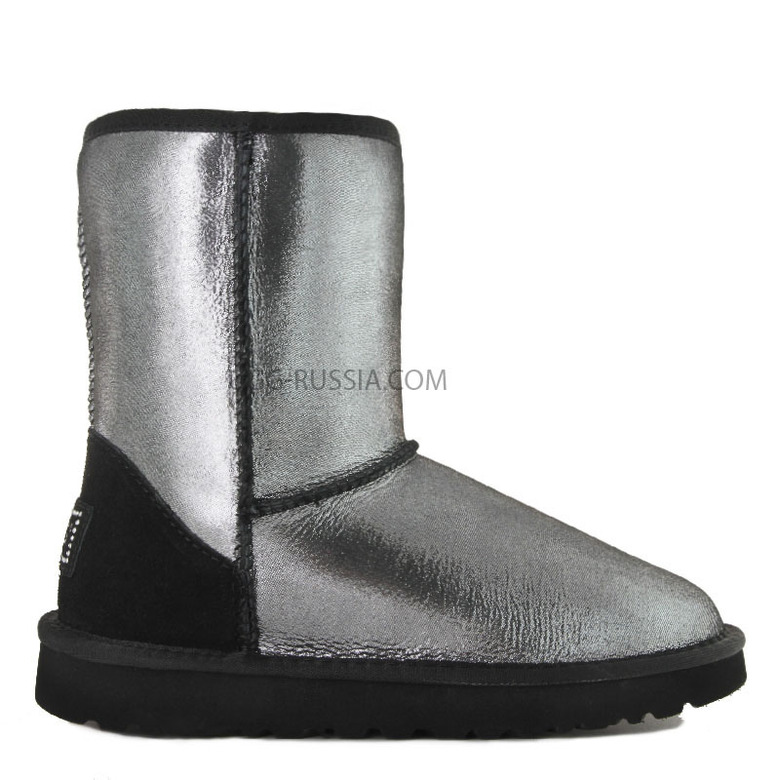 Оригинальная упаковка угг Classic Short Metallic Glitter Black — коробка, бирка, мешок