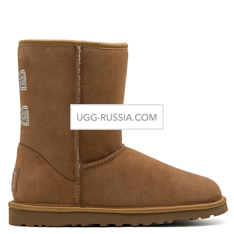 UGG Classic Short Crystal Bow Chestnut